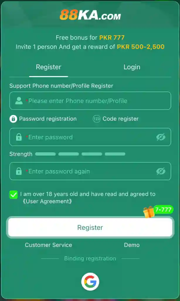 88ka game registeration image