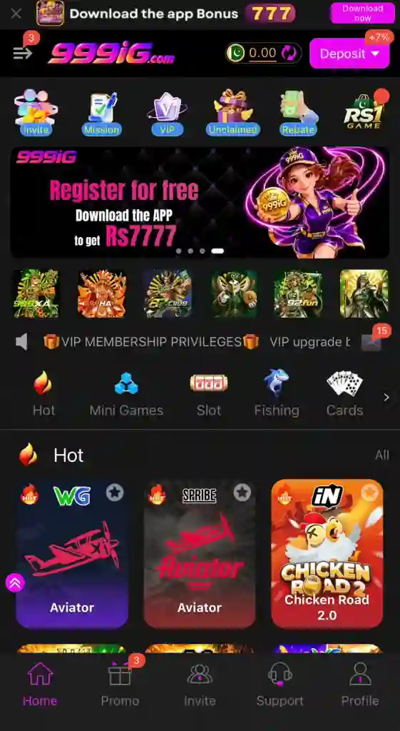 999IG Game dashboard screen image