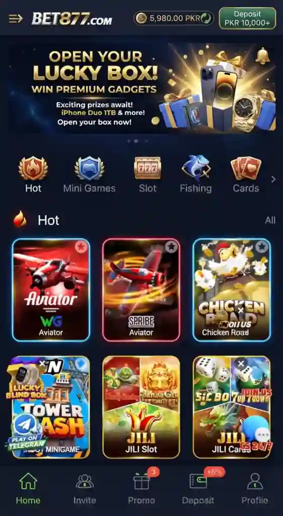 BET877 Game dashboard interface